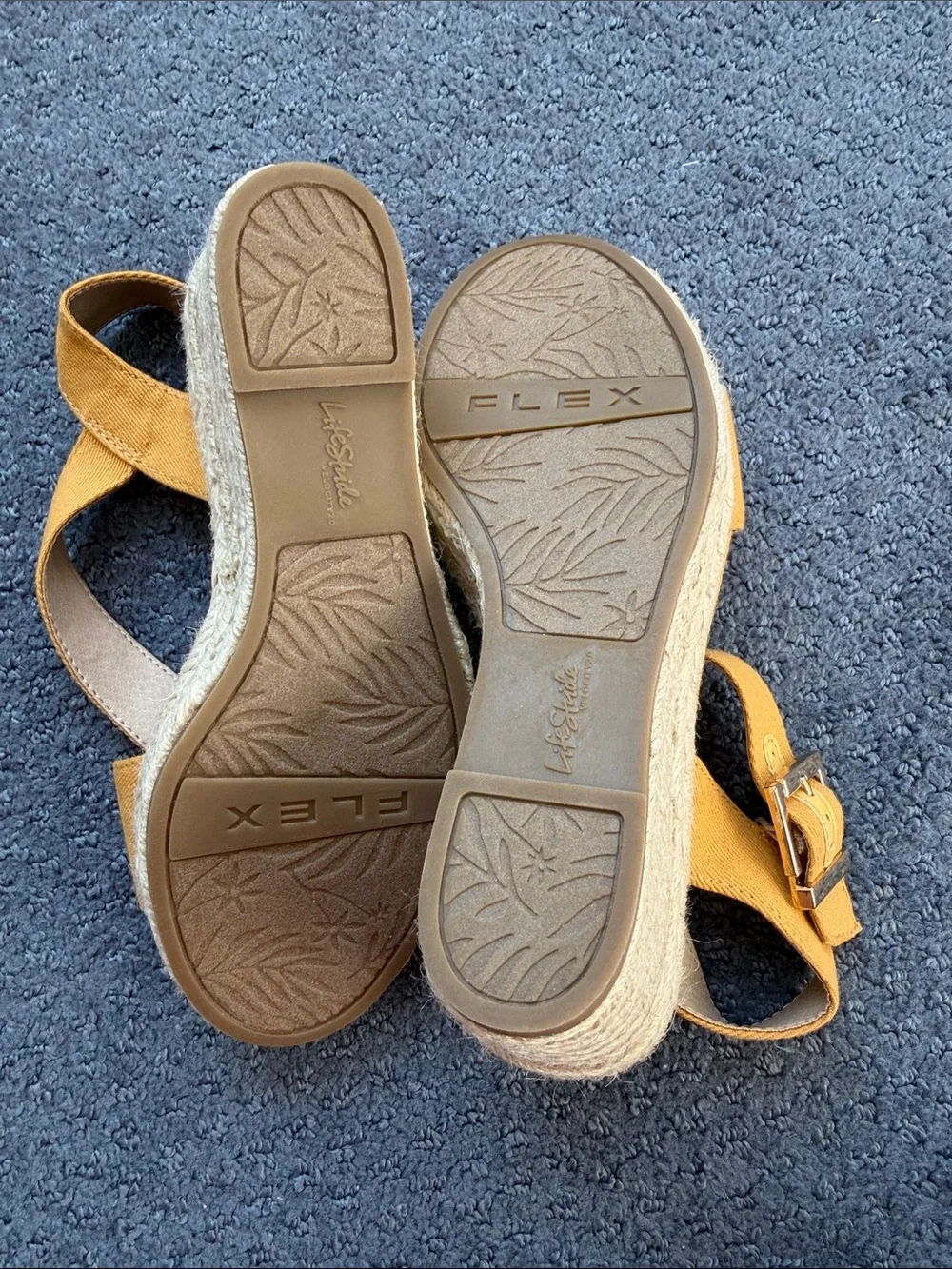 Life Stride Beige Canvas Espadrille Wedge Sandals